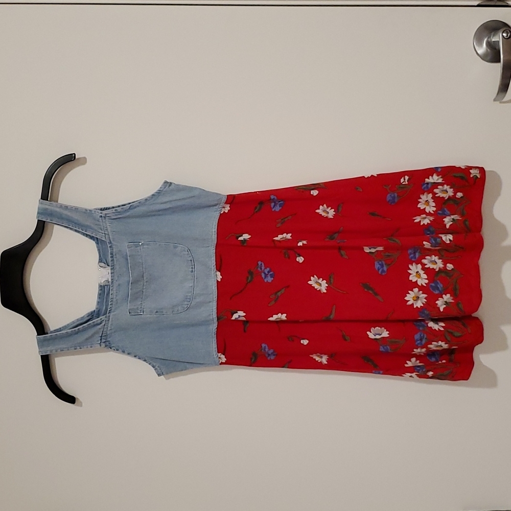 KALA  dress jumper denim floral mixed textures sz.10 EUC